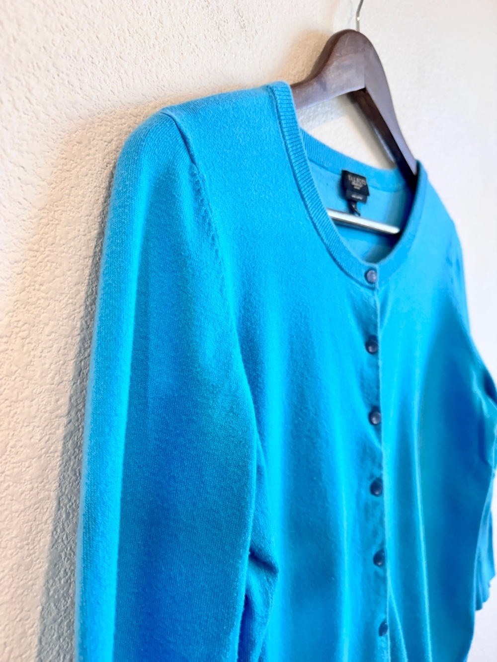 Talbots Pima Cotton Cardigan Coastal Minimalist Preppy Blue Petite M Soft B95 - Picture 4 of 9